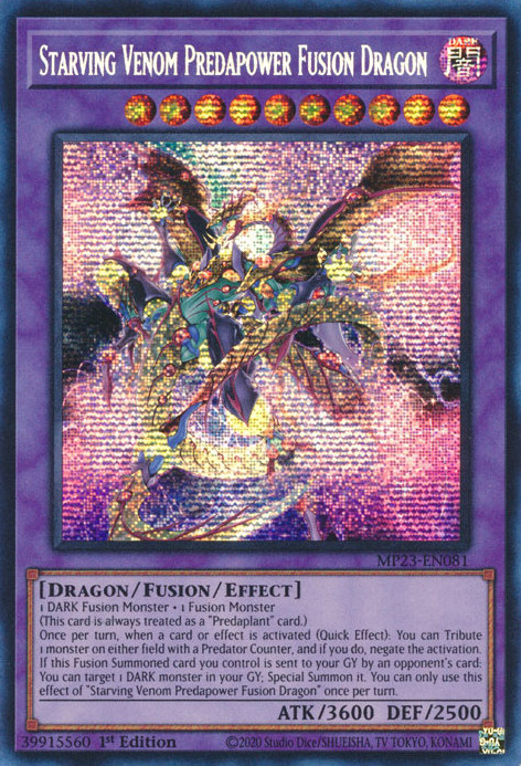 Starving Venom Predapower Fusion Dragon [MP23-EN081] Prismatic Secret Rare | Shuffle n Cut Hobbies & Games