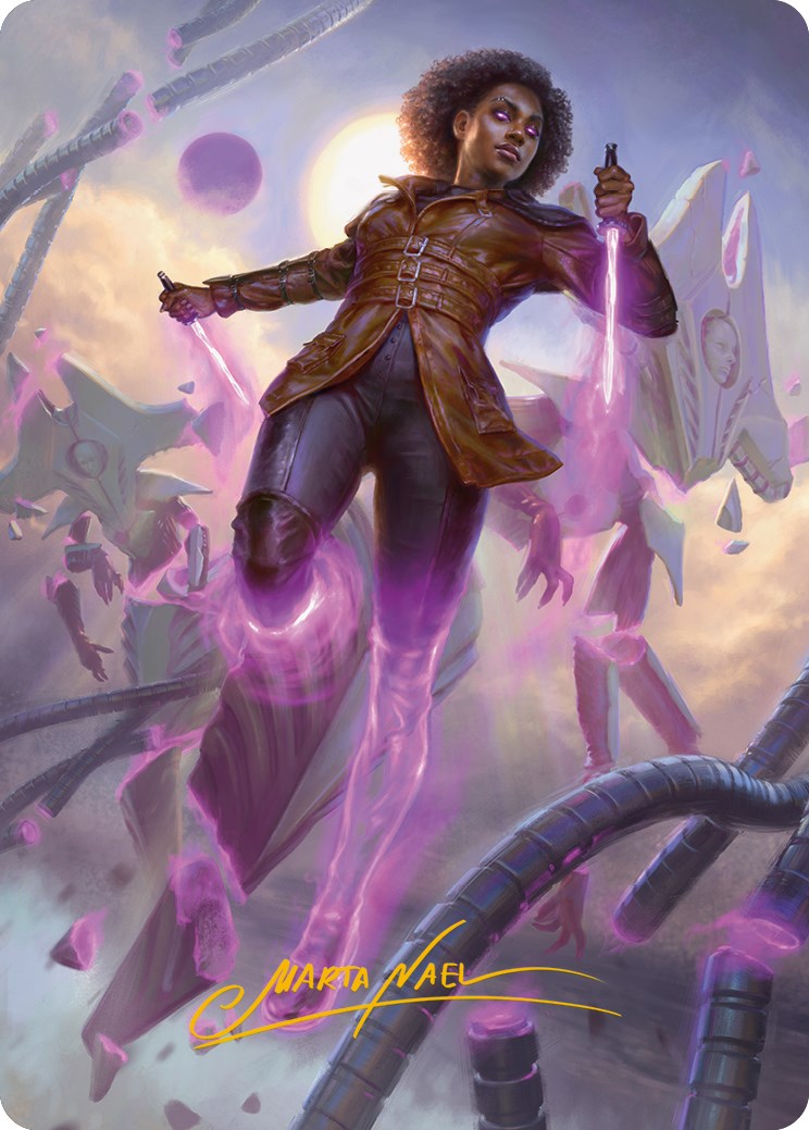 Kaya, Intangible Slayer Art Card (Gold-Stamped Signature) [Phyrexia: All Will Be One Art Series] | Shuffle n Cut Hobbies & Games