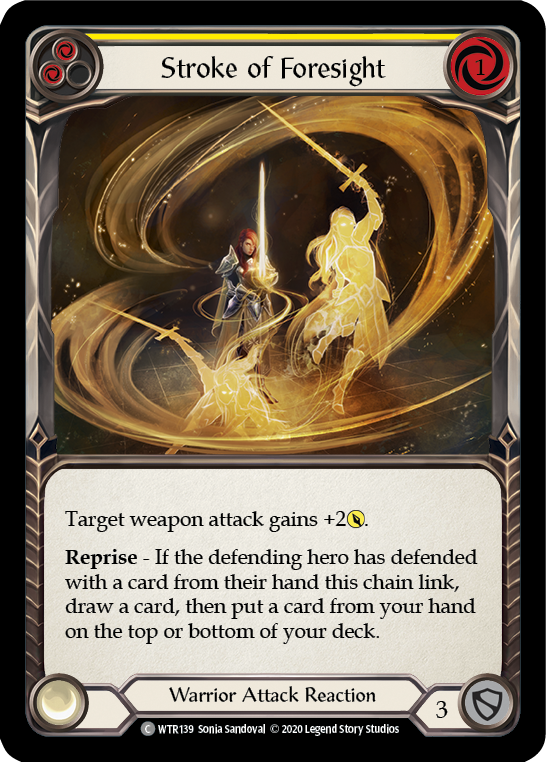 Stroke of Foresight (Yellow) [WTR139] Unlimited Edition Rainbow Foil | Shuffle n Cut Hobbies & Games