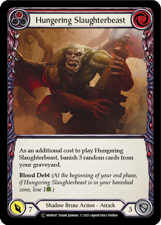 Hungering Slaughterbeast (Red) (Rainbow Foil) [U-MON147-RF] Unlimited Edition Rainbow Foil | Shuffle n Cut Hobbies & Games