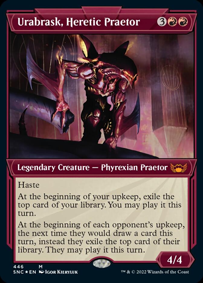 Urabrask, Heretic Praetor (Showcase Art Deco Foil Etched) [Streets of New Capenna] | Shuffle n Cut Hobbies & Games
