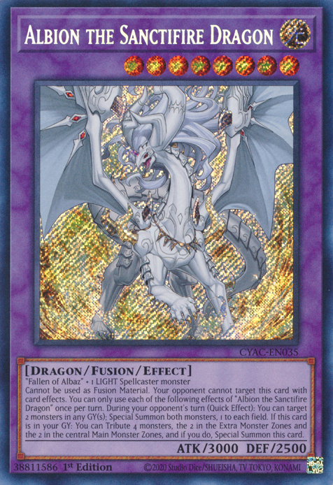 Albion the Sanctifire Dragon [CYAC-EN035] Secret Rare | Shuffle n Cut Hobbies & Games