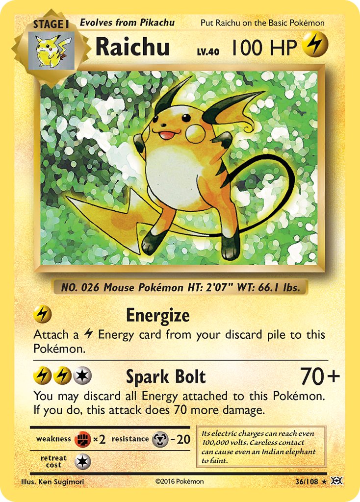 Raichu (36/108) (Theme Deck Exclusive) [XY: Evolutions] | Shuffle n Cut Hobbies & Games