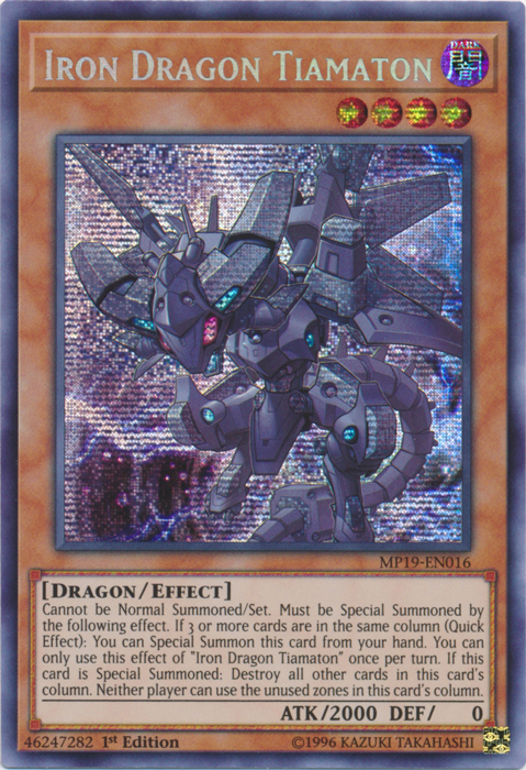 Iron Dragon Tiamaton [MP19-EN016] Prismatic Secret Rare | Shuffle n Cut Hobbies & Games