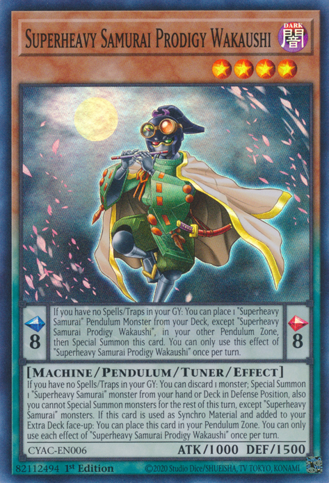 Superheavy Samurai Prodigy Wakaushi [CYAC-EN006] Super Rare | Shuffle n Cut Hobbies & Games