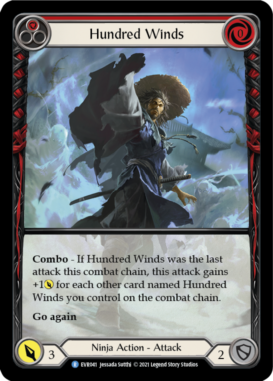 Hundred Winds (Red) [EVR041] (Everfest)  1st Edition Extended Art Rainbow Foil | Shuffle n Cut Hobbies & Games