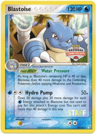 Blastoise (14/100) (National Championship Promo Staff) [EX: Crystal Guardians] | Shuffle n Cut Hobbies & Games