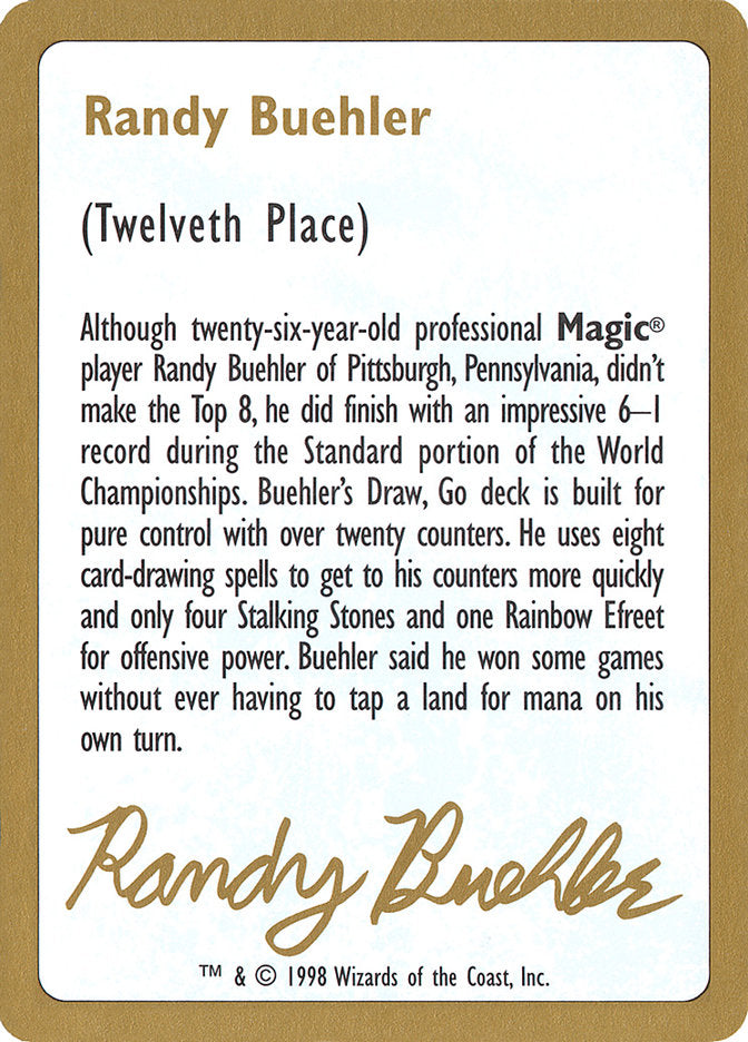 Randy Buehler Bio [World Championship Decks 1998] | Shuffle n Cut Hobbies & Games