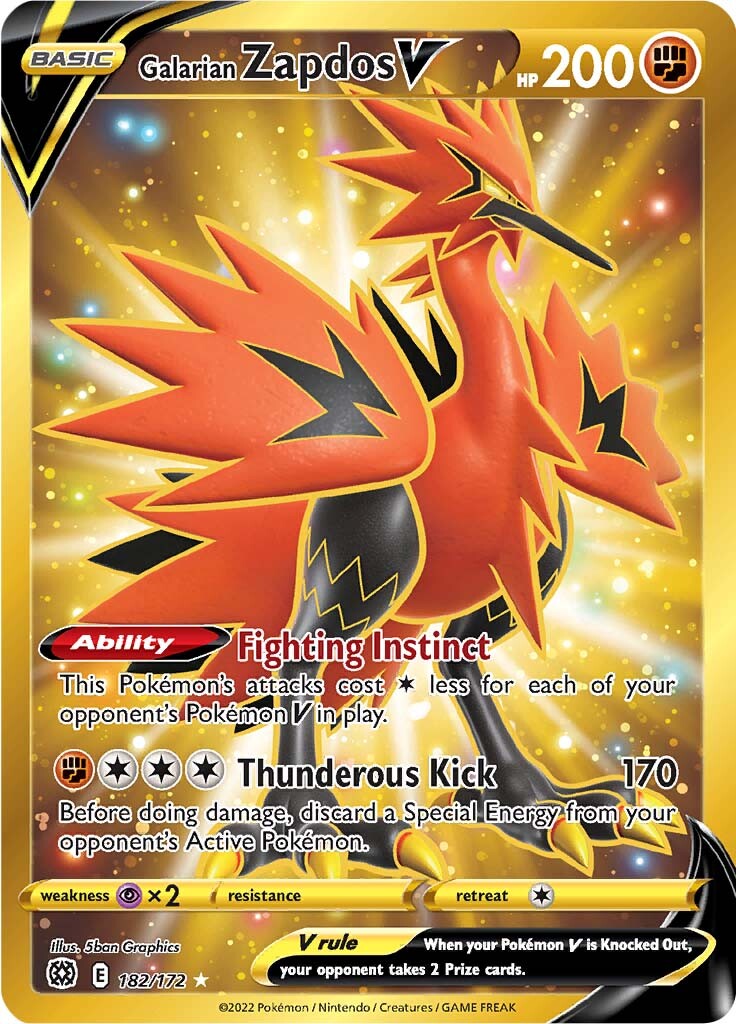 Galarian Zapdos V (182/172) [Sword & Shield: Brilliant Stars] | Shuffle n Cut Hobbies & Games