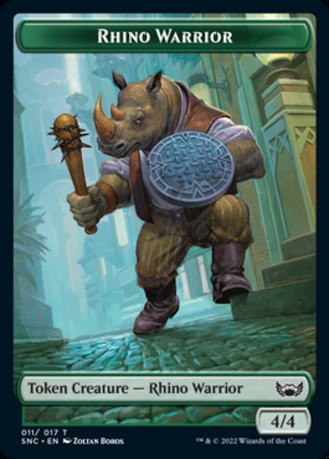 Cat // Rhino Warrior Double-Sided Token [Streets of New Capenna Tokens] | Shuffle n Cut Hobbies & Games