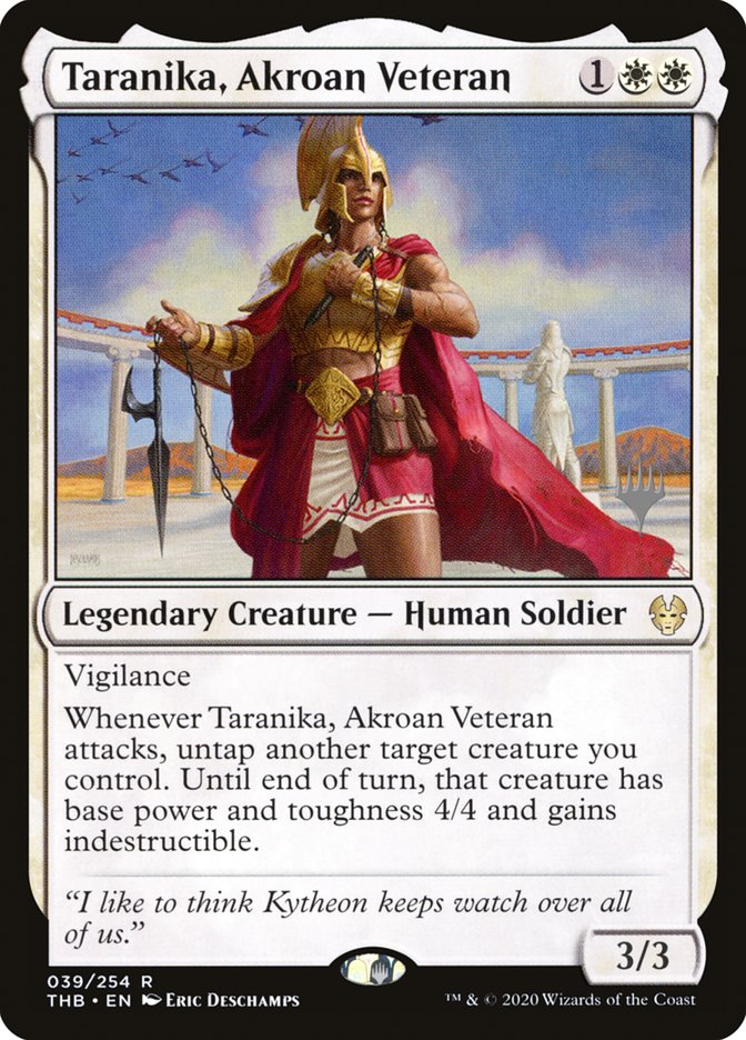 Taranika, Akroan Veteran (Promo Pack) [Theros Beyond Death Promos] | Shuffle n Cut Hobbies & Games