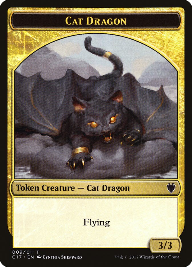 Gold // Cat Dragon Double-Sided Token [Commander 2017 Tokens] | Shuffle n Cut Hobbies & Games