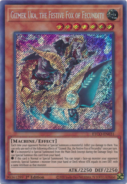 Gizmek Uka, the Festive Fox of Fecundity [ETCO-EN031] Secret Rare | Shuffle n Cut Hobbies & Games