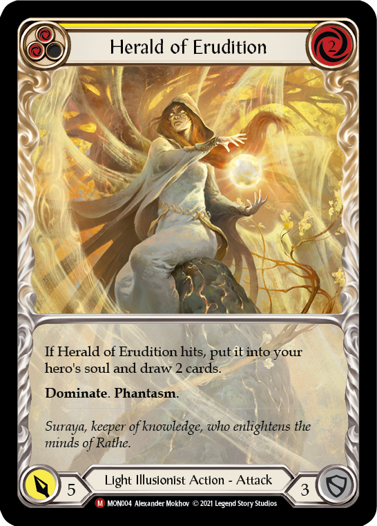 Herald of Erudition (Extended Art Rainbow Foil) [MON004-EA] 1st Edition Rainbow Foil | Shuffle n Cut Hobbies & Games