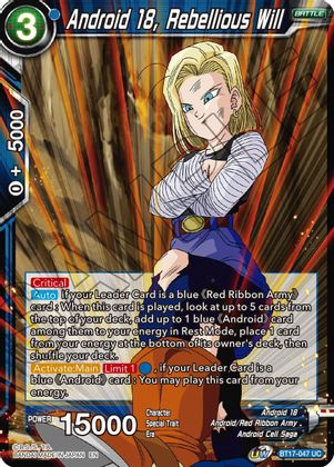 Android 18, Rebellious Will (BT17-047) [Ultimate Squad] | Shuffle n Cut Hobbies & Games