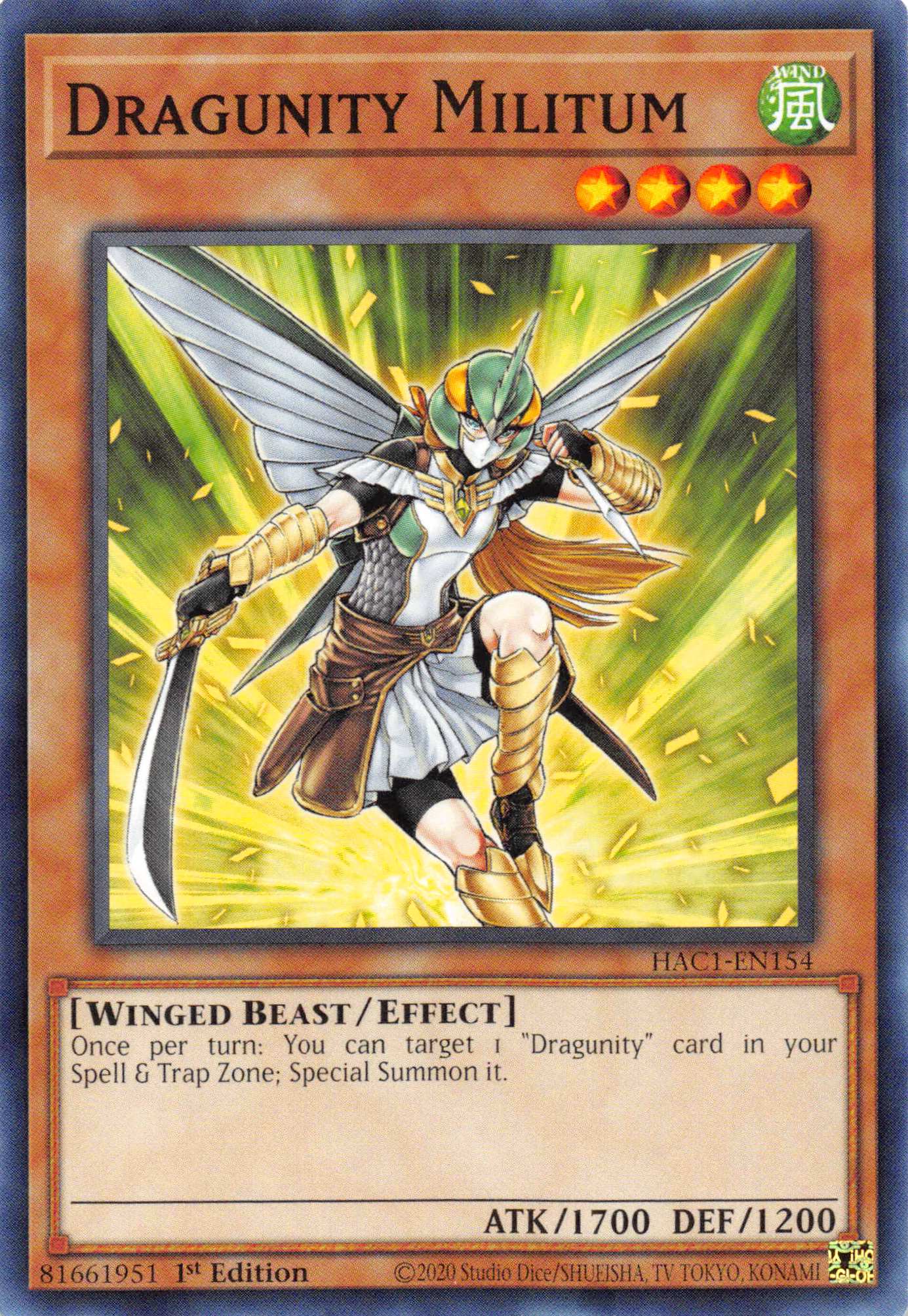 Dragunity Militum [HAC1-EN154] Common | Shuffle n Cut Hobbies & Games
