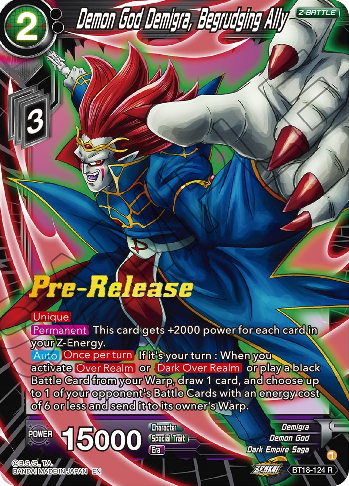 Demon God Demigra, Begrudging Ally (BT18-124) [Dawn of the Z-Legends Prerelease Promos] | Shuffle n Cut Hobbies & Games