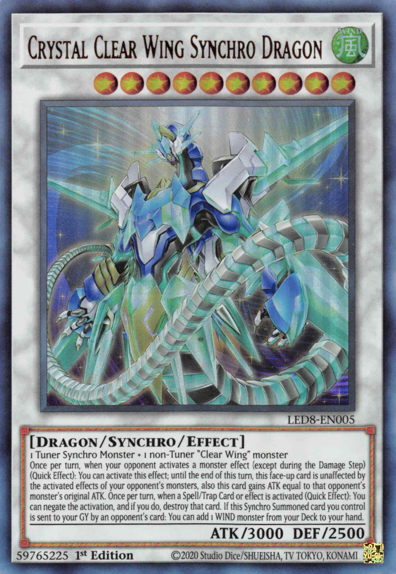 Crystal Clear Wing Synchro Dragon [LED8-EN005] Ultra Rare | Shuffle n Cut Hobbies & Games