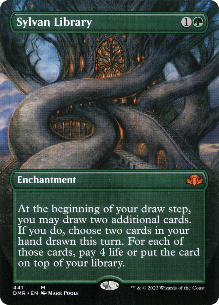 Sylvan Library (Borderless Alternate Art) [Dominaria Remastered] | Shuffle n Cut Hobbies & Games