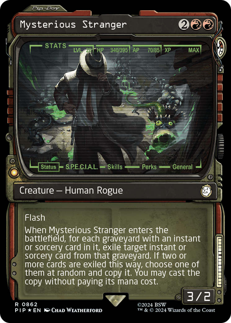 Mysterious Stranger (Showcase) (Surge Foil) [Fallout] | Shuffle n Cut Hobbies & Games