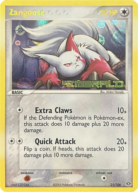 Zangoose (21/106) (Stamped) [EX: Emerald] | Shuffle n Cut Hobbies & Games