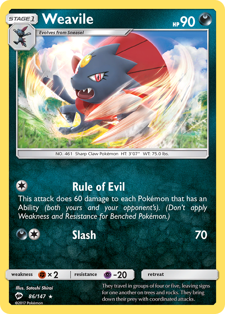 Weavile (86/147) [Sun & Moon: Burning Shadows] | Shuffle n Cut Hobbies & Games