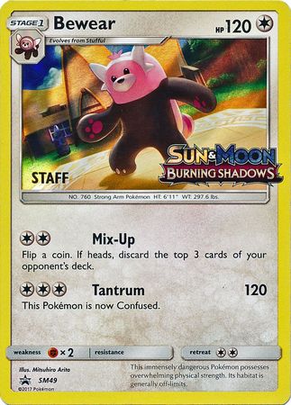 Bewear (SM49) (Staff Prerelease Promo) [Sun & Moon: Black Star Promos] | Shuffle n Cut Hobbies & Games