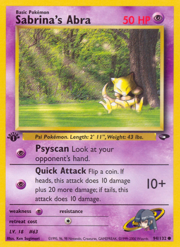 Sabrina's Abra (94/132) [Gym Challenge 1st Edition] | Shuffle n Cut Hobbies & Games