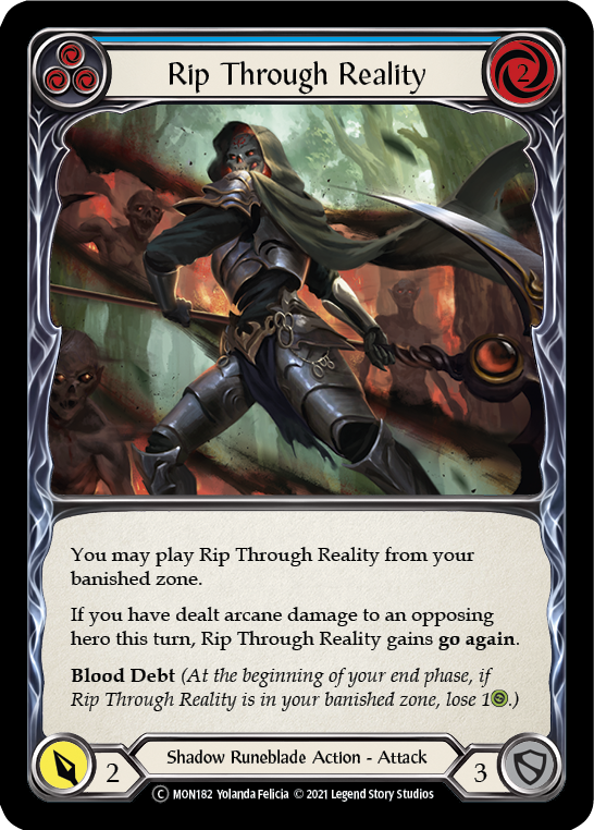 Rip Through Reality (Blue) (Rainbow Foil) [U-MON182-RF] Unlimited Edition Rainbow Foil | Shuffle n Cut Hobbies & Games