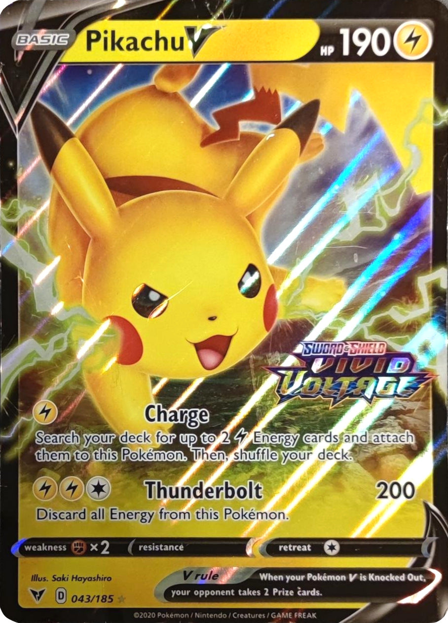 Pikachu V (043/185) (Vivid Voltage Stamp) [Sword & Shield: Vivid Voltage] | Shuffle n Cut Hobbies & Games