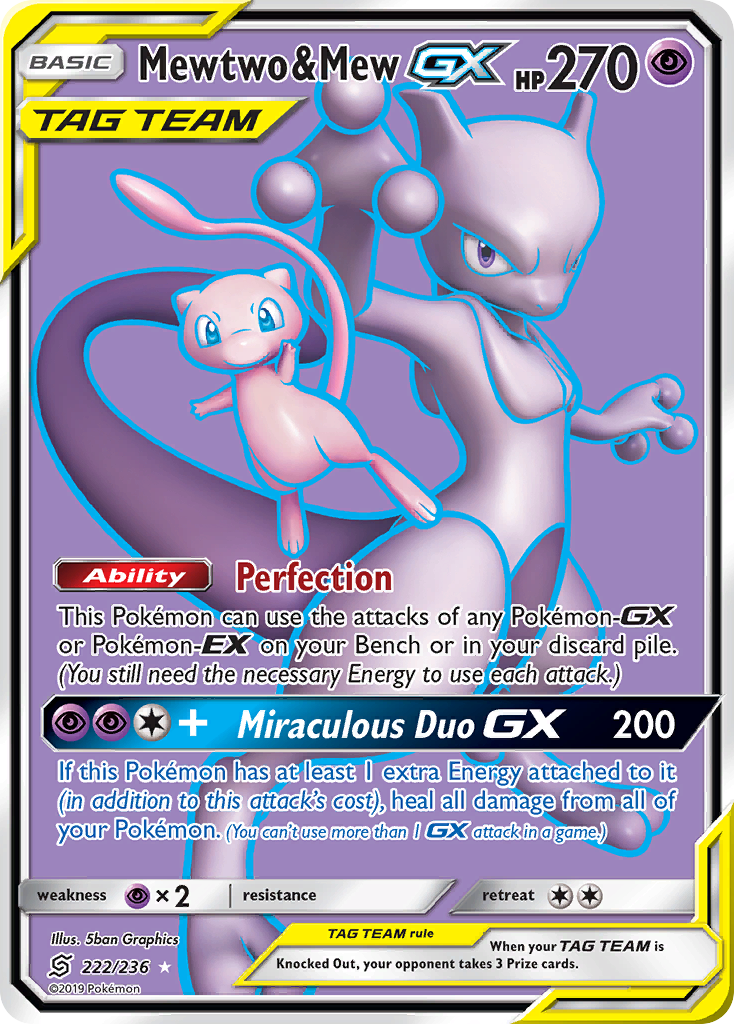 Mewtwo & Mew GX (222/236) [Sun & Moon: Unified Minds] | Shuffle n Cut Hobbies & Games