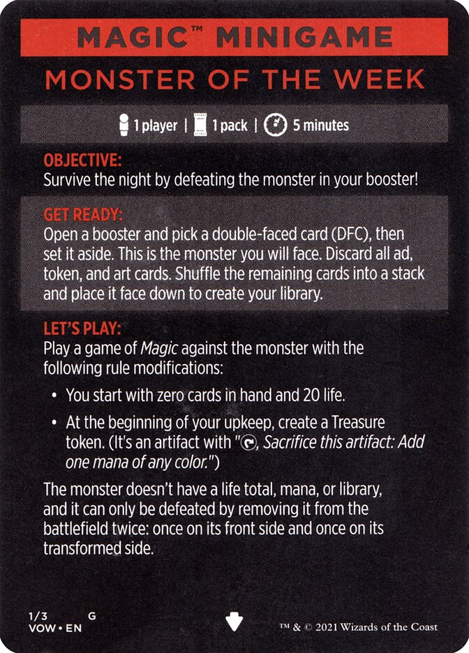 Monster of The Week (Magic Minigame) [Innistrad: Crimson Vow Minigame] | Shuffle n Cut Hobbies & Games