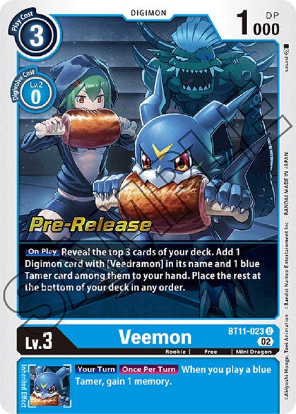 Veemon [BT11-023] [Dimensional Phase Pre-Release Promos] | Shuffle n Cut Hobbies & Games