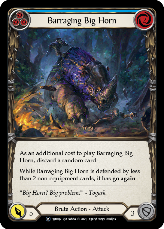 Barraging Big Horn (Blue) (Rainbow Foil) [CRU012-RF] Unlimited Rainbow Foil | Shuffle n Cut Hobbies & Games
