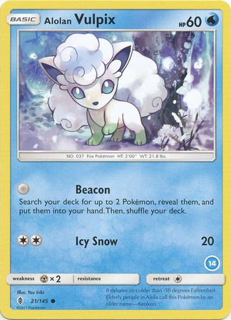 Alolan Vulpix (21/145) (Deck Exclusive #14) [Sun & Moon: Trainer Kit - Alolan Ninetales] | Shuffle n Cut Hobbies & Games