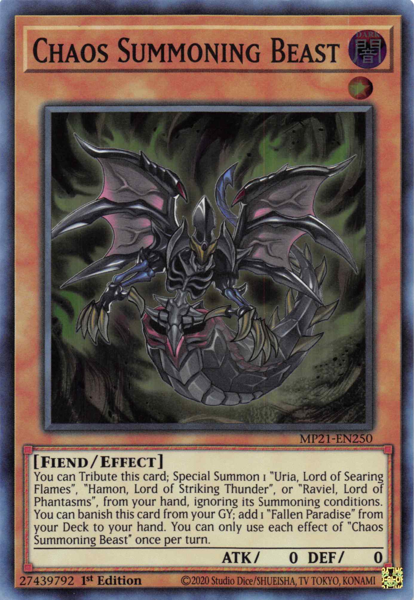 Chaos Summoning Beast [MP21-EN250] Super Rare | Shuffle n Cut Hobbies & Games