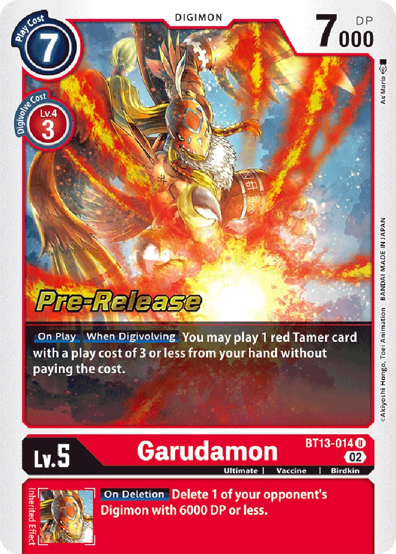Garudamon [BT13-014] [Versus Royal Knight Booster Pre-Release Cards] | Shuffle n Cut Hobbies & Games