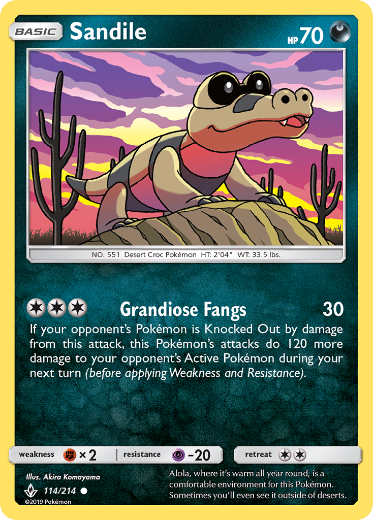 Sandile (114/214) [Sun & Moon: Unbroken Bonds] | Shuffle n Cut Hobbies & Games