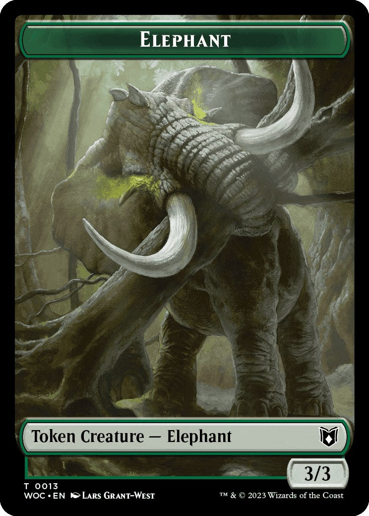 Elephant // Saproling Double-Sided Token [Wilds of Eldraine Commander Tokens] | Shuffle n Cut Hobbies & Games