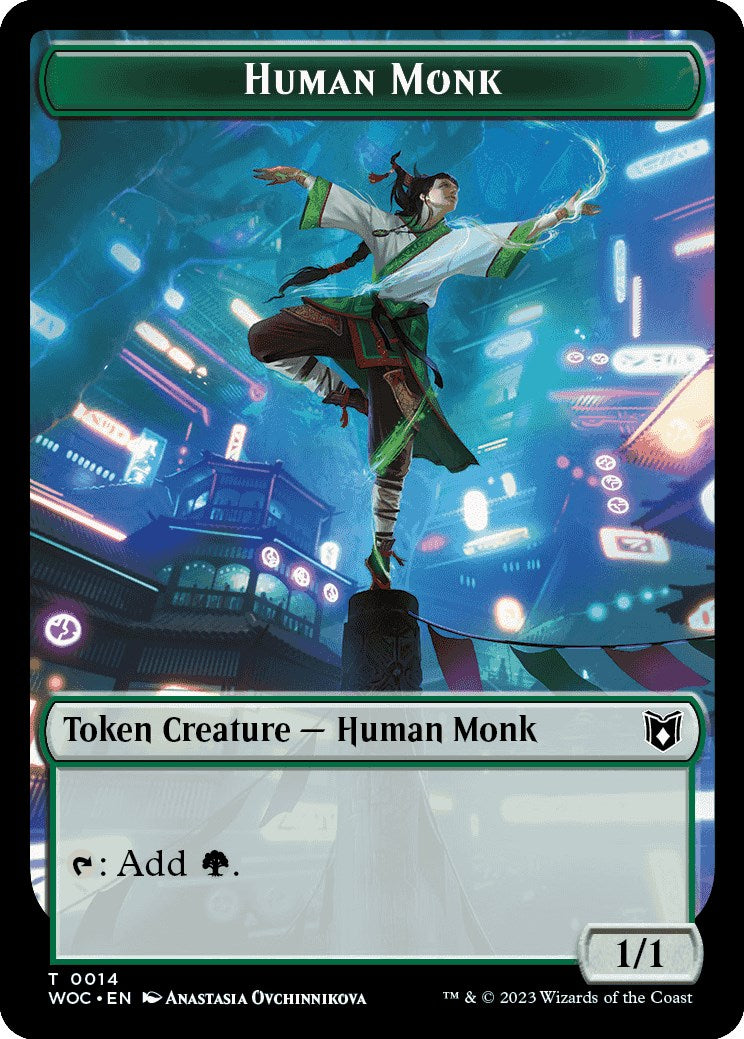 Human Monk // Saproling Double-Sided Token [Wilds of Eldraine Commander Tokens] | Shuffle n Cut Hobbies & Games