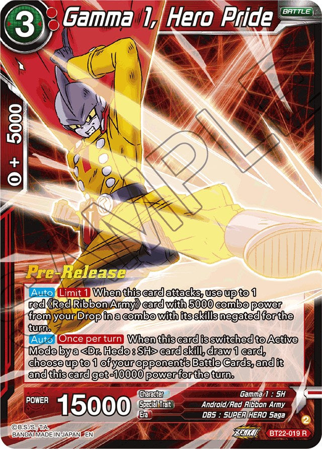 Gamma 1, Hero Pride (BT22-019) [Critical Blow Prerelease Promos] | Shuffle n Cut Hobbies & Games