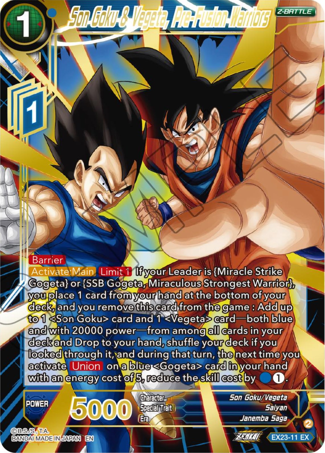 Son Goku & Vegeta, Pre-Fusion Warriors (EX23-11) [Premium Anniversary Box 2023] | Shuffle n Cut Hobbies & Games