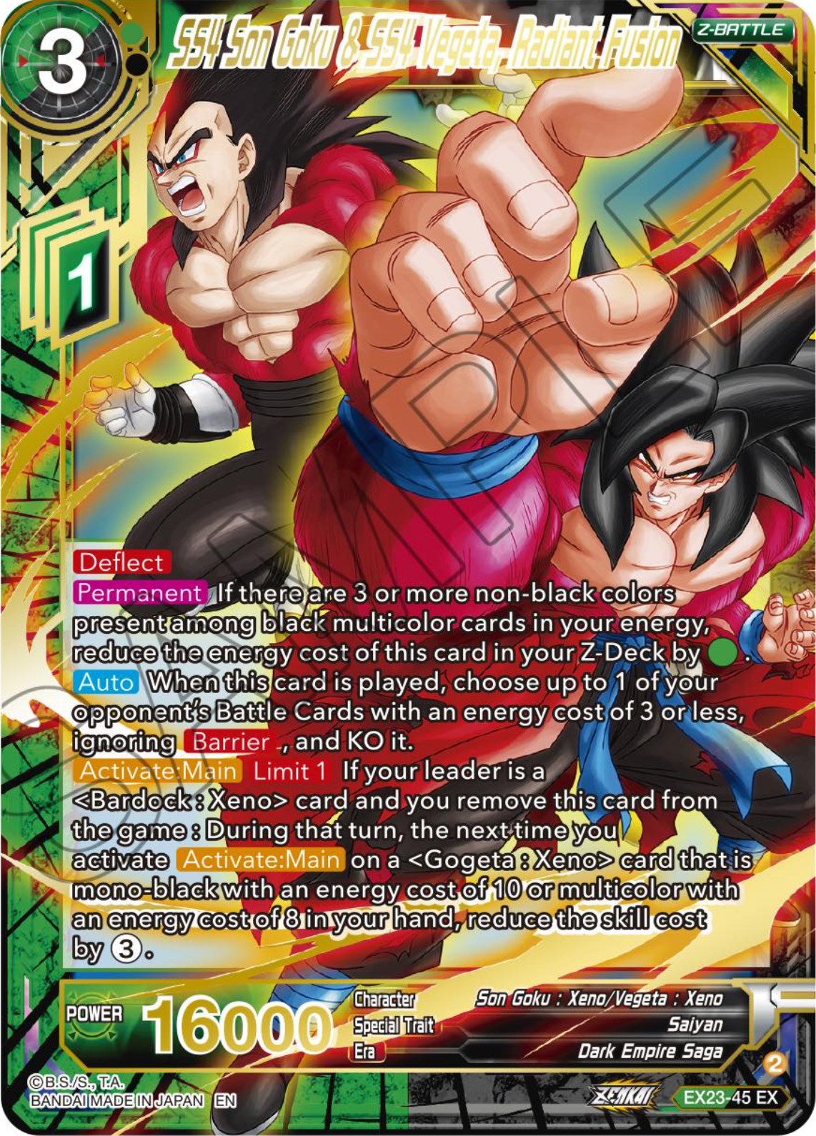 SS4 Son Goku & SS4 Vegeta, Radiant Fusion (EX23-45) [Premium Anniversary Box 2023] | Shuffle n Cut Hobbies & Games