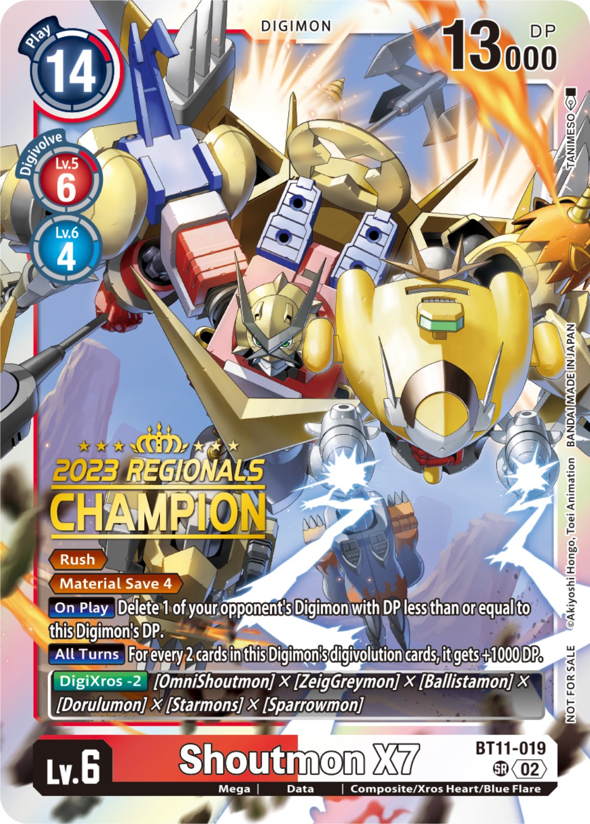 Shoutmon X7 [BT11-019] (2023 Regionals Champion) [Dimensional Phase] | Shuffle n Cut Hobbies & Games