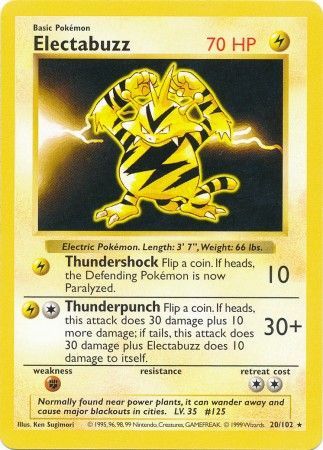 Electabuzz (20/102) [Base Set Shadowless Unlimited] | Shuffle n Cut Hobbies & Games