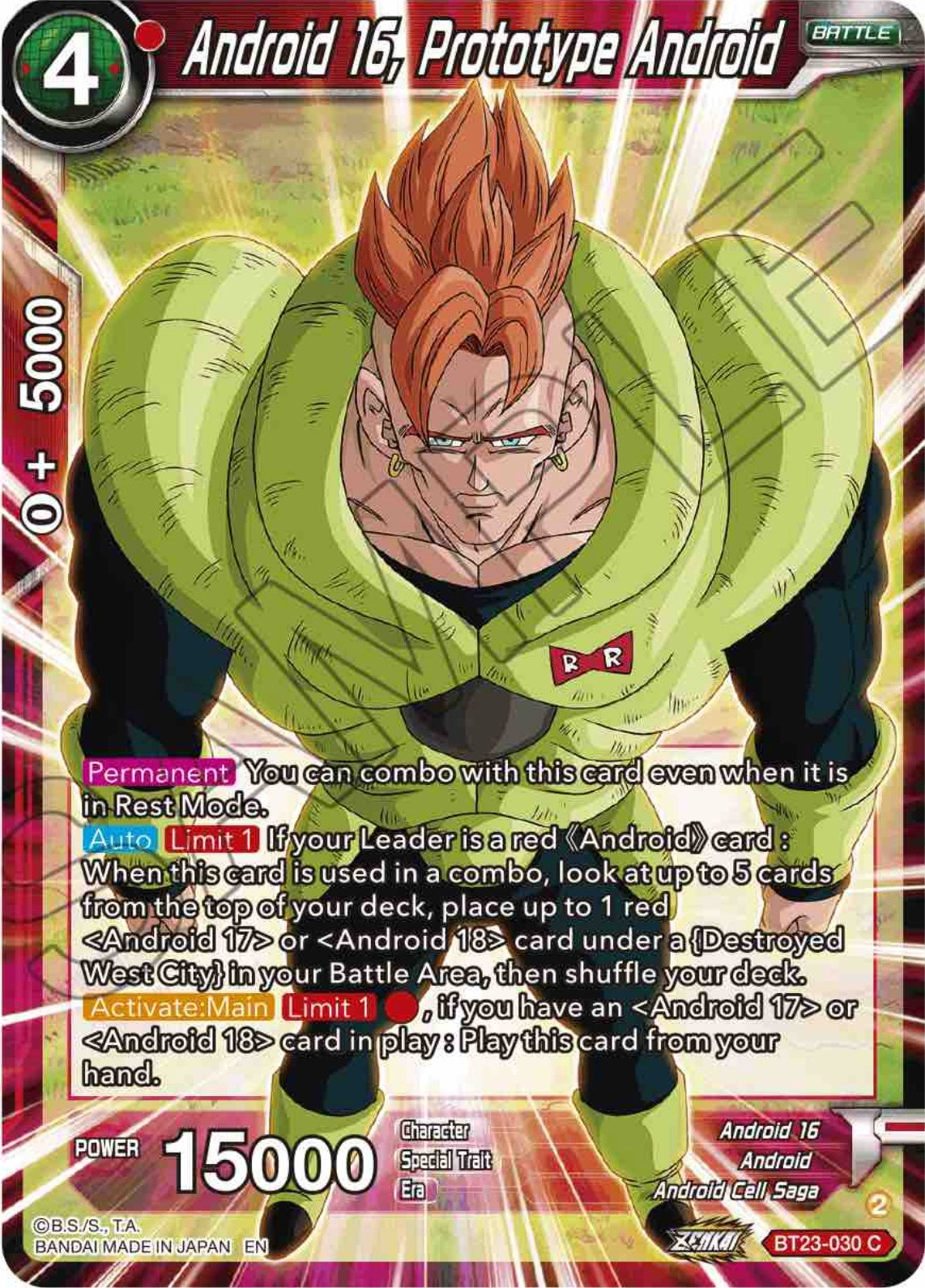 Android 16, Prototype Android (BT23-030) [Perfect Combination] | Shuffle n Cut Hobbies & Games
