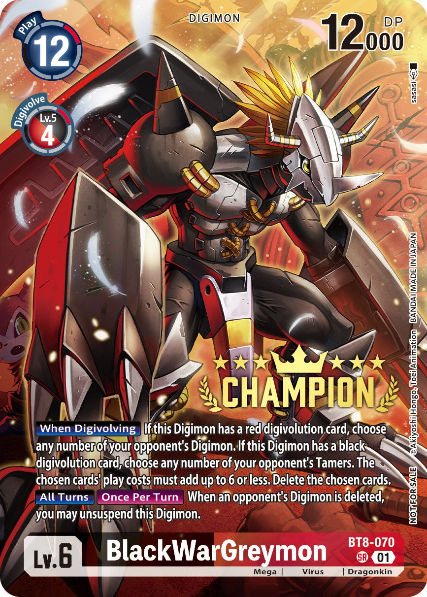 BlackWarGreymon [BT8-070] (Digimon 3-On-3 November 2023 Champion) [New Awakening] | Shuffle n Cut Hobbies & Games