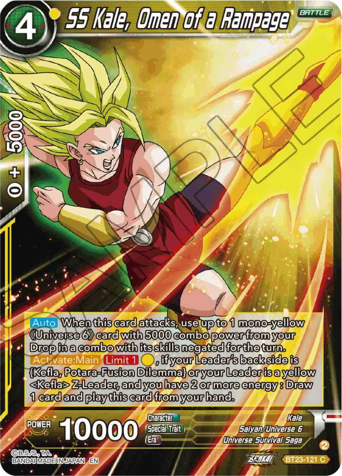 SS Kale, Omen of a Rampage (BT23-121) [Perfect Combination] | Shuffle n Cut Hobbies & Games