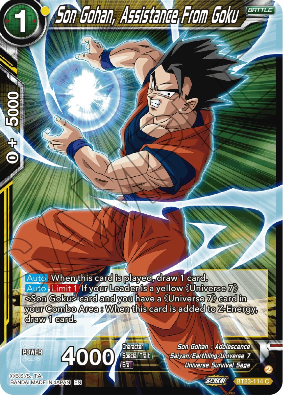 Son Gohan, Assistance From Goku (BT23-114) [Perfect Combination] | Shuffle n Cut Hobbies & Games