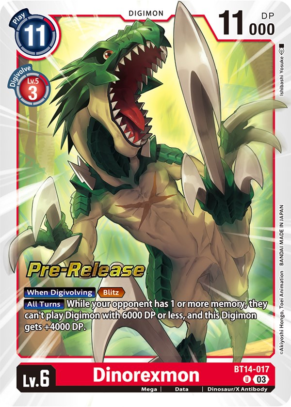 Dinorexmon [BT14-017] [Blast Ace Pre-Release Cards] | Shuffle n Cut Hobbies & Games